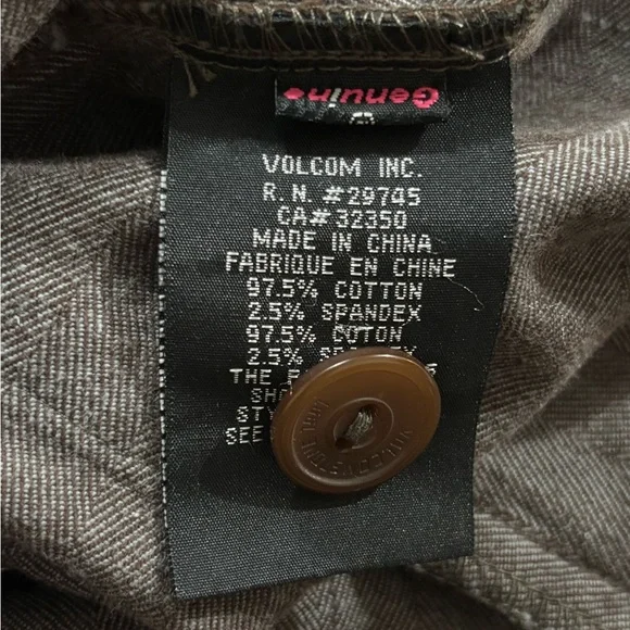 Volcom Herringbone Shorts Gray Brown Low Rise Stretch Size 11 Y2K - Picture 5 of 6